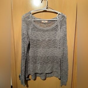 Pink Republic Lightweight Crochet Style Sweater Gray Long Sleeve Women’s Size XL